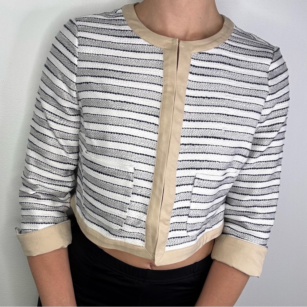 IF ONLY STUDIO NWT Striped Women's Jacket with Beige Accents size 2